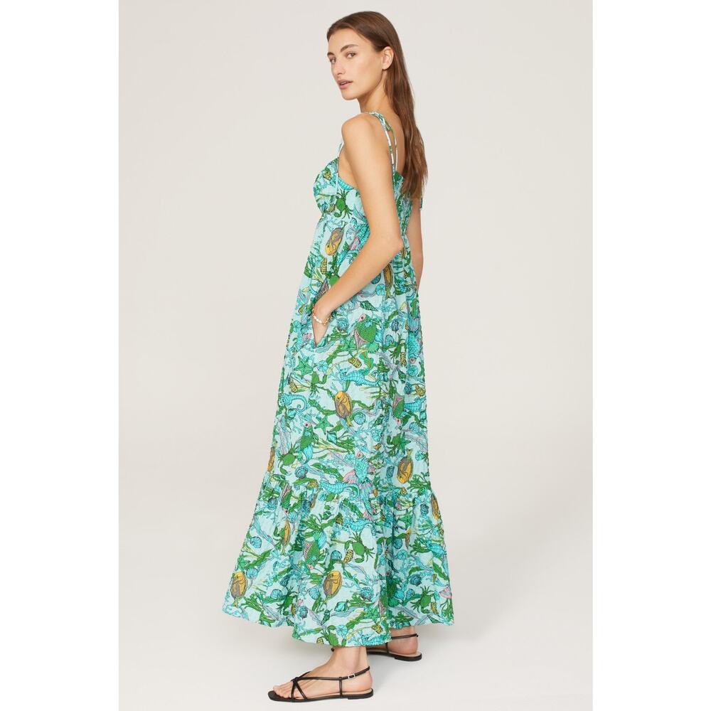 Kate Spade Women's Under The Sea Tie-Strap Dress Sleeveless Green Size Small - Picture 3 of 12
